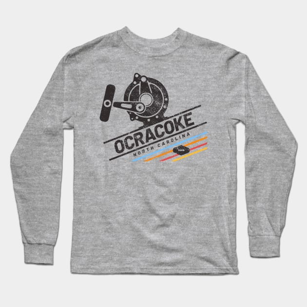 Fishing Reel for Fishing at Ocracoke, North Carolina Long Sleeve T-Shirt by Contentarama